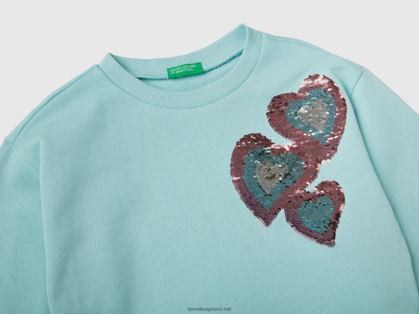 φούτερ με αναστρέψιμες παγιέτες J8TLD5356 Benetton παιδιά aqua