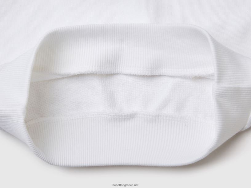 cropped φούτερ με χρώμα μπλοκ J8TLD5311 Benetton παιδιά άσπρο