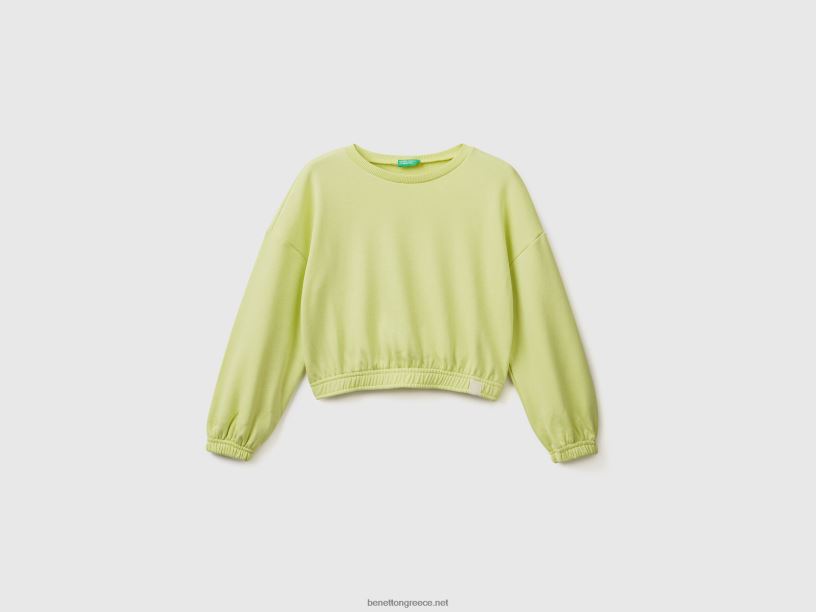 cropped φούτερ από ανακυκλωμένο ύφασμα J8TLD5312 Benetton παιδιά νέον κίτρινο