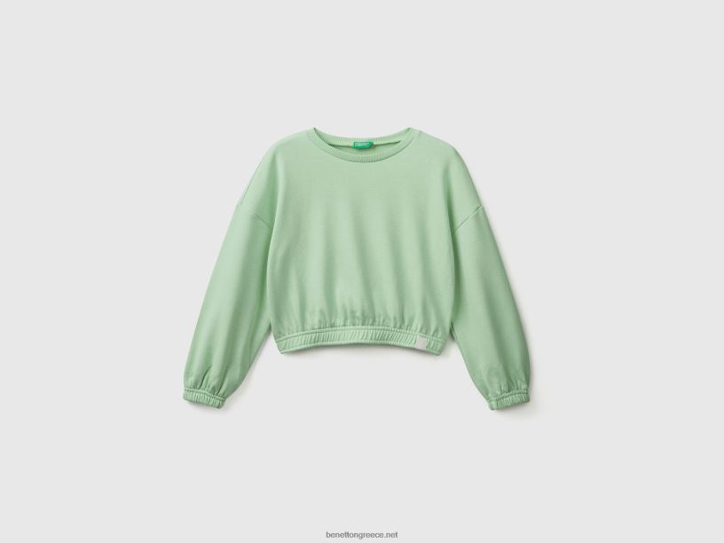cropped φούτερ από ανακυκλωμένο ύφασμα J8TLD5335 Benetton παιδιά πράσινος