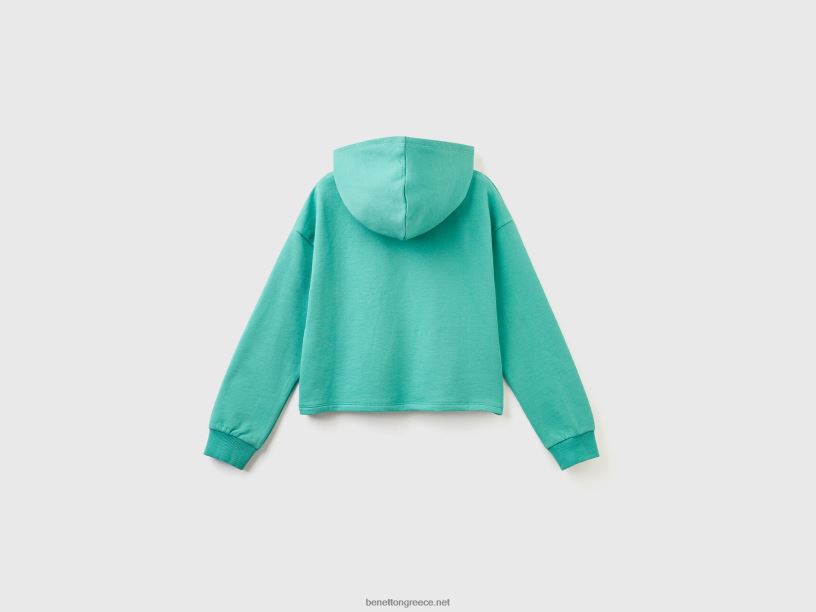 cropped hoodie με λαιμόκοψη σε σχήμα V J8TLD5336 Benetton παιδιά πράσινος