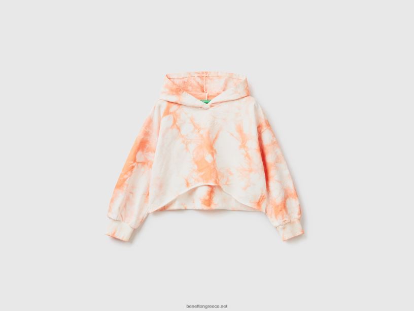 cropped tie-dye hoodie J8TLD2521 Benetton παιδιά απαλό ροζ