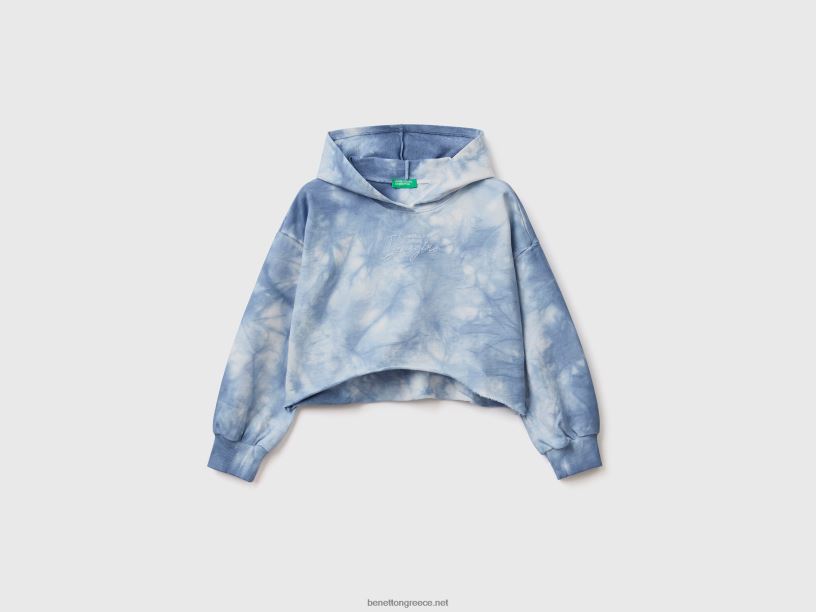 cropped tie-dye hoodie J8TLD5354 Benetton παιδιά μπλε της αεροπορίας