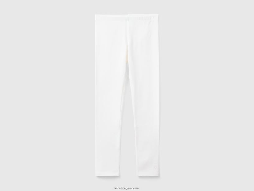 κολάν από ελαστικό βαμβάκι με λογότυπο J8TLD2602 Benetton παιδιά άσπρο