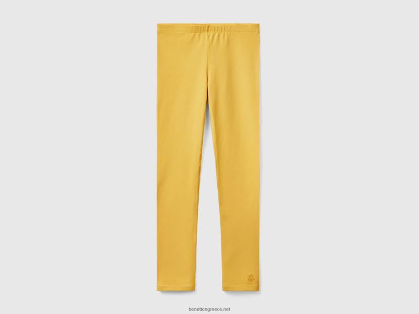 κολάν από ελαστικό βαμβάκι με λογότυπο J8TLD2614 Benetton παιδιά κίτρινος