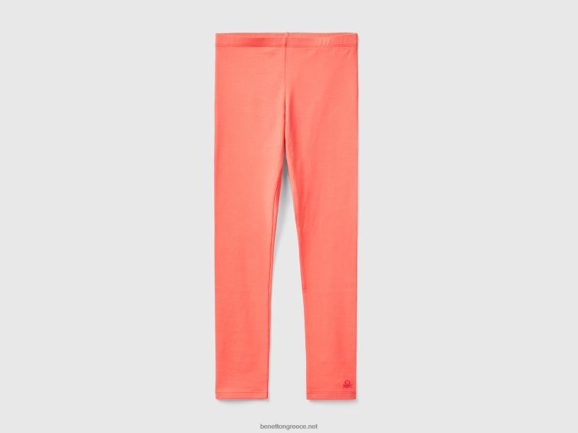 κολάν από ελαστικό βαμβάκι με λογότυπο J8TLD5382 Benetton παιδιά πορτοκαλί κοράλλι