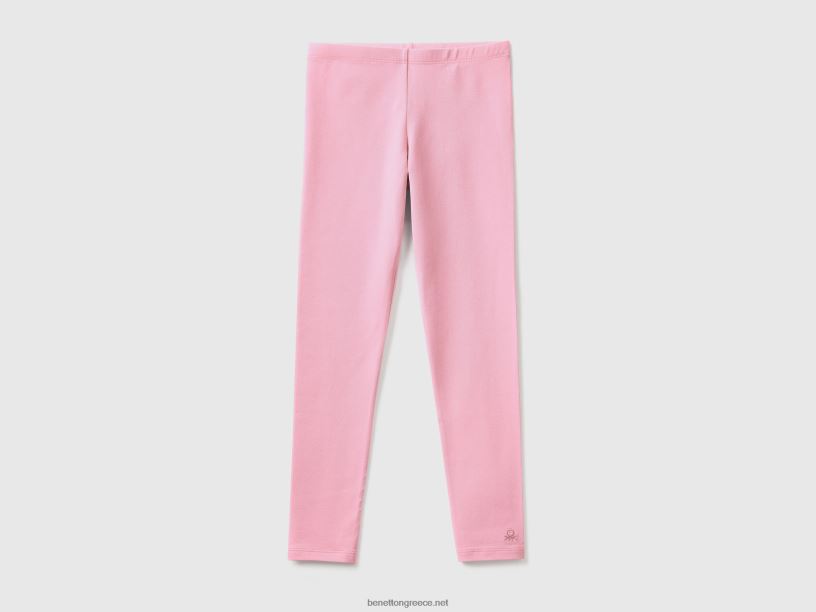 κολάν από ελαστικό βαμβάκι με λογότυπο J8TLD5394 Benetton παιδιά ροζ