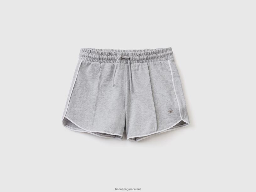 Σορτς 100% βαμβακερό με κορδόνι περίσφιξης J8TLD2636 Benetton παιδιά ανοιχτό γκρι