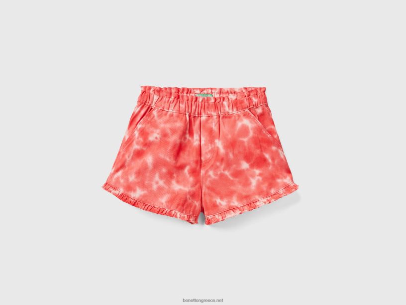 δέσιμο σορτς με βολάν J8TLD2652 Benetton παιδιά πορτοκαλί κοράλλι