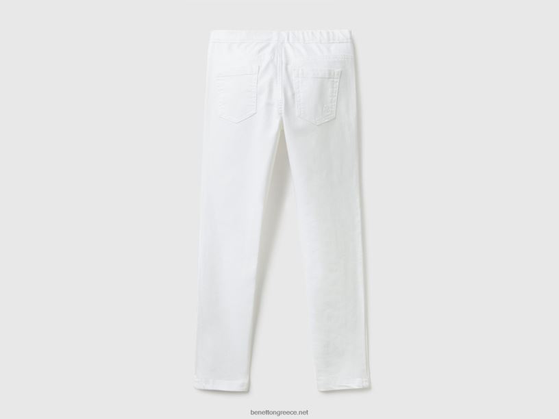 σούπερ στενό παντελόνι J8TLD2659 Benetton παιδιά άσπρο