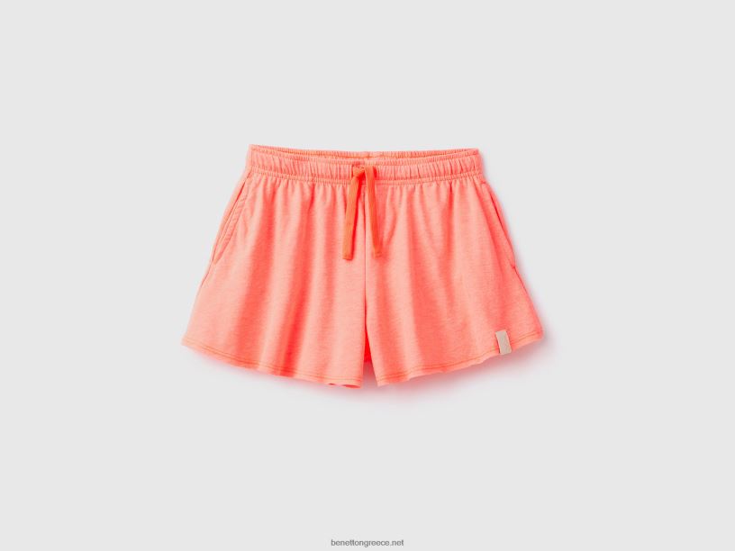 σορτς από ανακυκλωμένο ύφασμα J8TLD2696 Benetton παιδιά νέον πορτοκαλί