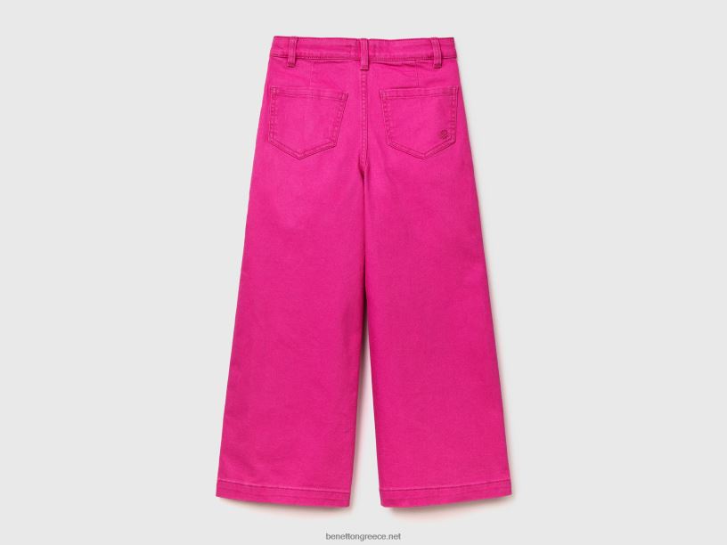 παντελόνι palazzo από βαμβακερό ελαστικό J8TLD2638 Benetton παιδιά φουξία