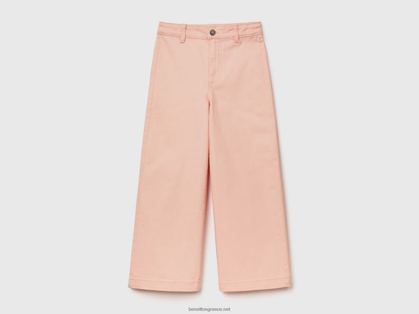 παντελόνι palazzo από βαμβακερό ελαστικό J8TLD2719 Benetton παιδιά απαλό ροζ