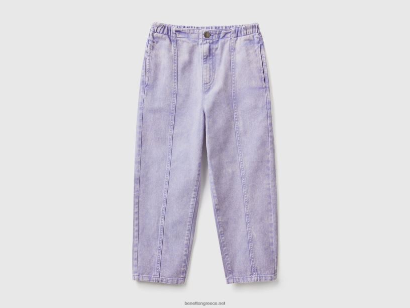 παντελόνι paperbag από 100% βαμβάκι J8TLD5472 Benetton παιδιά μυρτιά