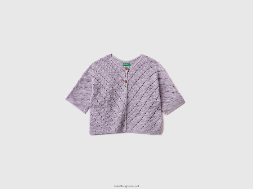 ανοιχτή πλεκτή ζακέτα σε λινό μείγμα J8TLD3432 Benetton παιδιά πασχαλιά