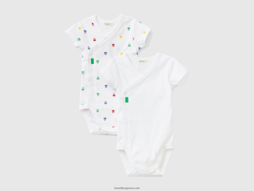 δύο κοντομάνικα φορμάκια από οργανικό βαμβάκι J8TLD5872 Benetton παιδιά πολύχρωμο