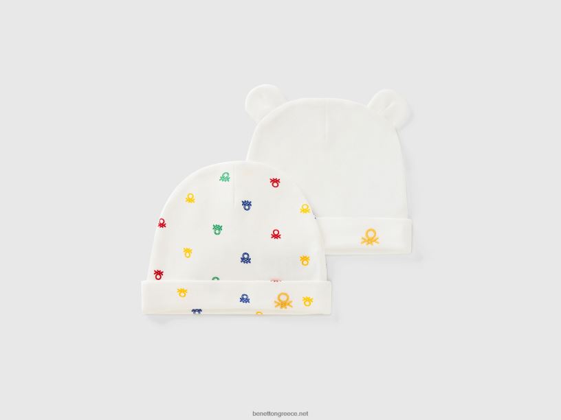 δύο καπάκια από οργανικό βαμβάκι J8TLD5965 Benetton παιδιά πολύχρωμο