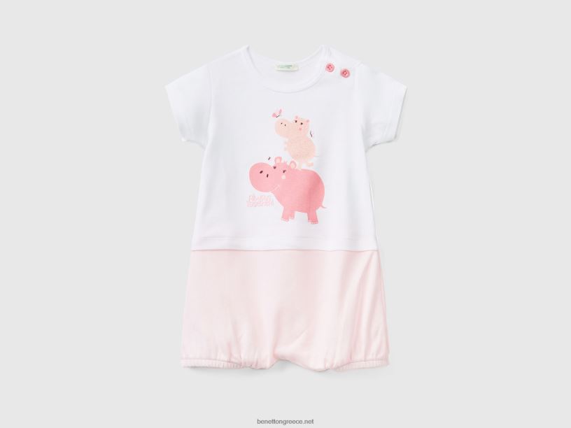 color block onesie από οργανικό βαμβάκι J8TLD3199 Benetton παιδιά ροζ