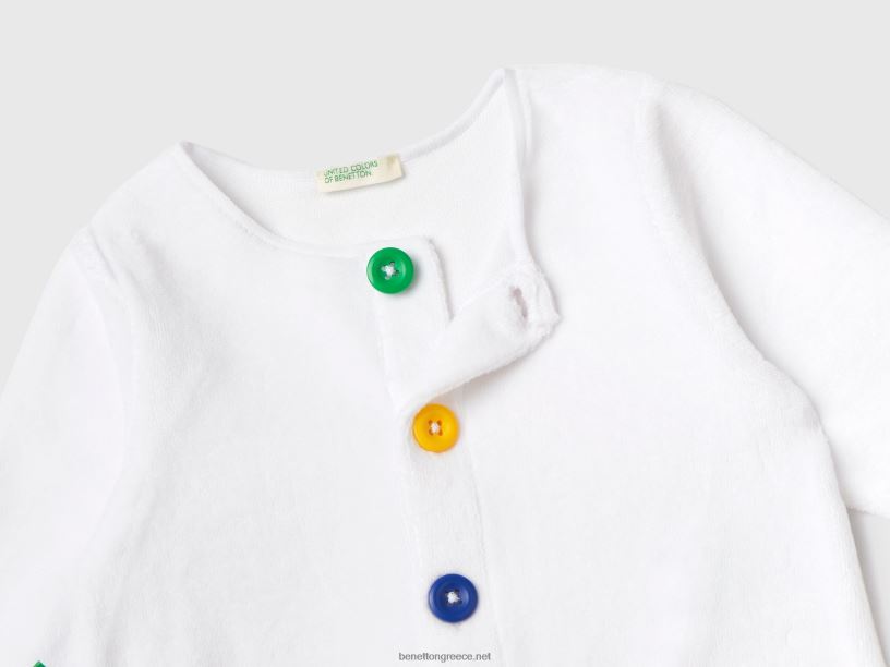 onesie σε σενίλ με τσέπες J8TLD3171 Benetton παιδιά άσπρο