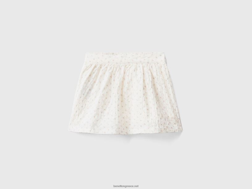 φλοράλ φούστα από βαμβακερό στρετ J8TLD3289 Benetton παιδιά άσπρο