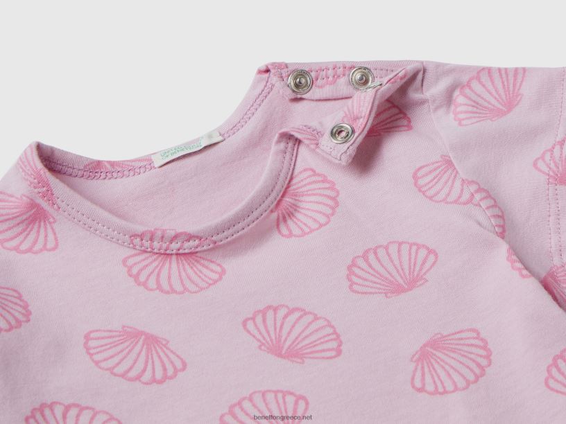μπλουζάκι με στάμπα με σχέδια J8TLD3143 Benetton παιδιά απαλό ροζ