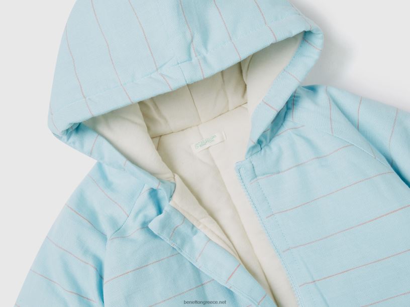 ριγέ μπουφάν με κουκούλα J8TLD3070 Benetton παιδιά γαλάζιο