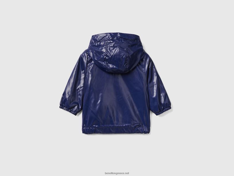 ελαφρύ μπουφάν με κουκούλα J8TLD5733 Benetton παιδιά σκούρο μπλε