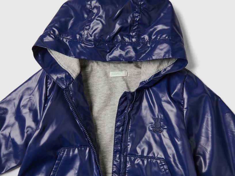 ελαφρύ μπουφάν με κουκούλα J8TLD5733 Benetton παιδιά σκούρο μπλε