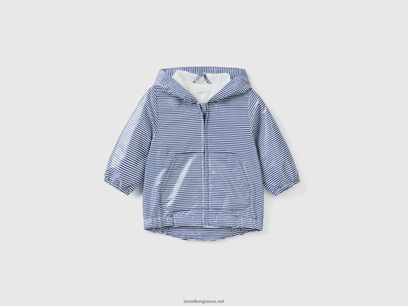 μπουφάν με σχέδια με κουκούλα J8TLD5735 Benetton παιδιά μπλε
