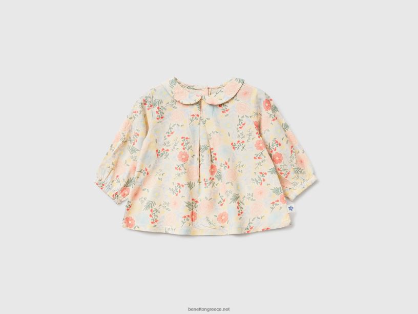 φλοράλ μπλούζα σε βισκόζη βιώσιμη J8TLD5903 Benetton παιδιά πολύχρωμο