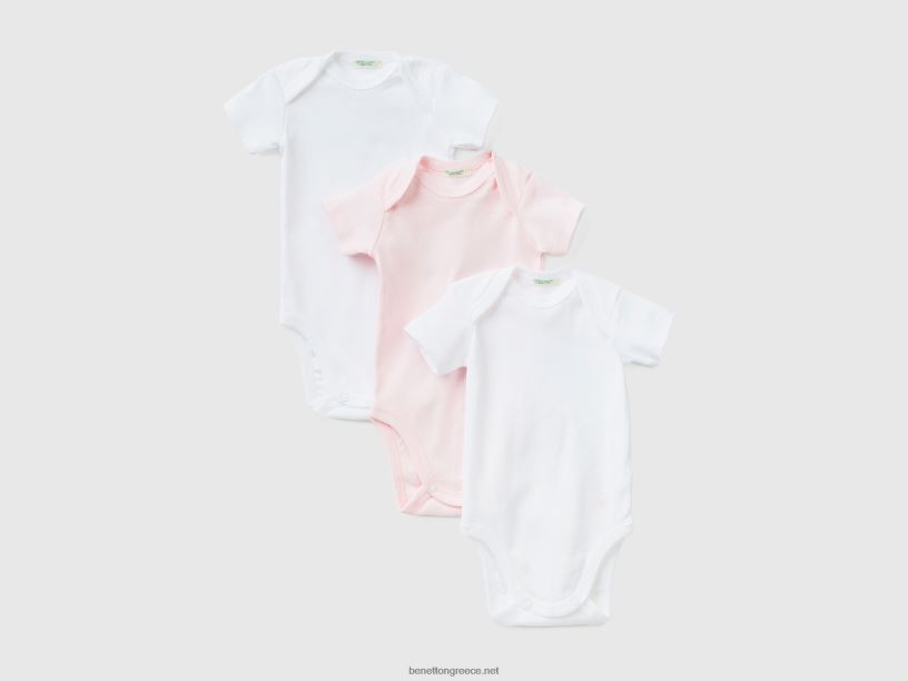 Σετ φορμάκι από μονόχρωμο οργανικό βαμβάκι J8TLD5892 Benetton παιδιά ροζ