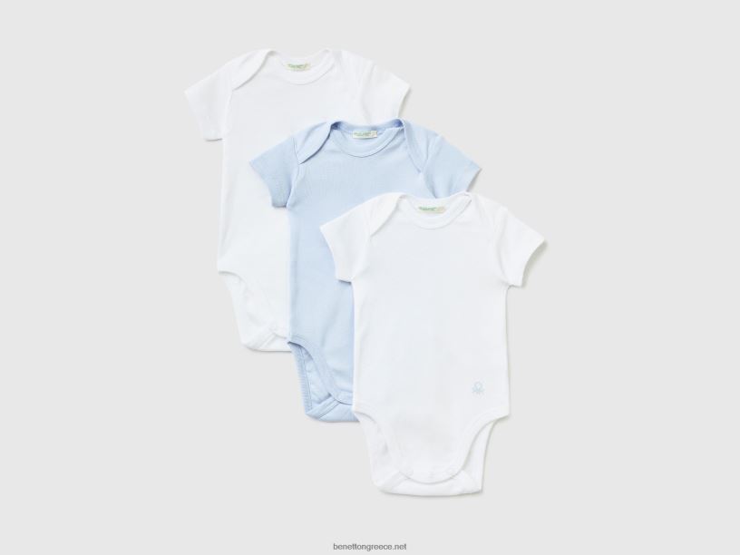 Σετ φορμάκι μονόχρωμο από οργανικό βαμβάκι J8TLD5893 Benetton παιδιά γαλάζιο