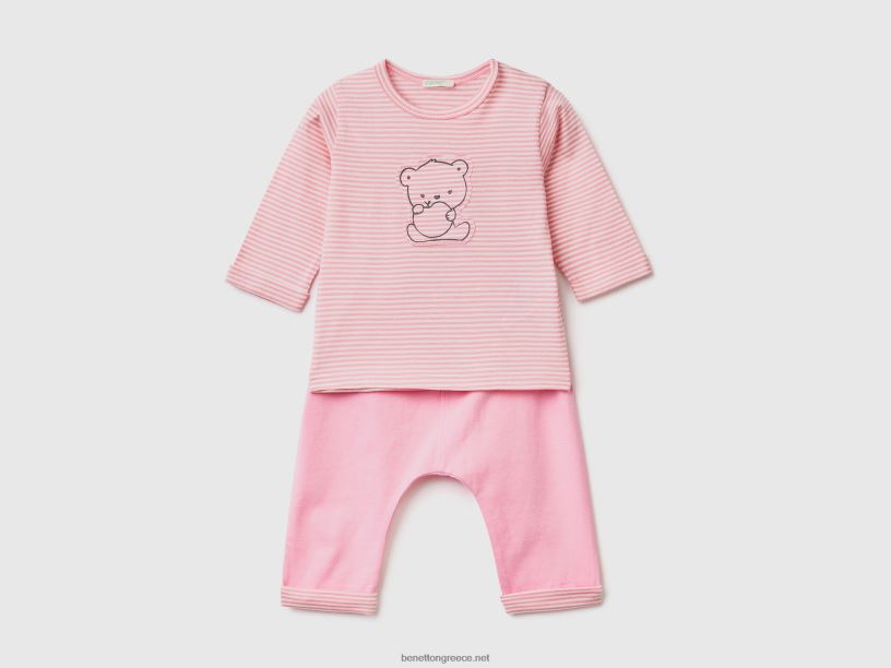 σετ από 100% οργανικό βαμβάκι J8TLD5752 Benetton παιδιά ροζ