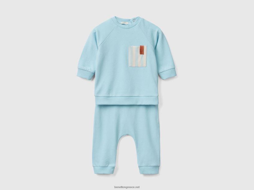 σετ φούτερ και παντελόνι J8TLD3084 Benetton παιδιά τουρκουάζ