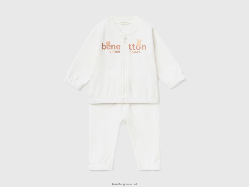 αθλητική στολή J8TLD3089 Benetton παιδιά κρεμώδες λευκό
